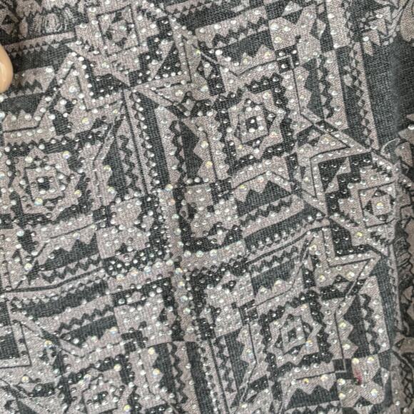 Y2K Dark Gray Rhinestone Boho Duster Vest Longline Grunge Open Front Layering L - Picture 4 of 7